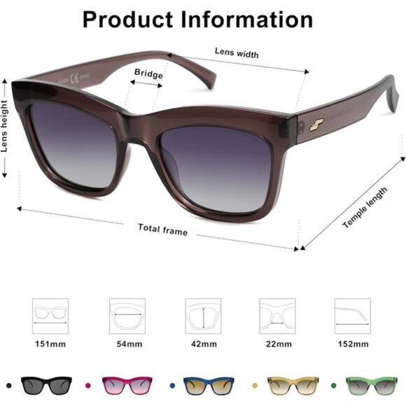 Cat Eye Polarized Sunglasses for Women Retro Trendy Bold Rectangular